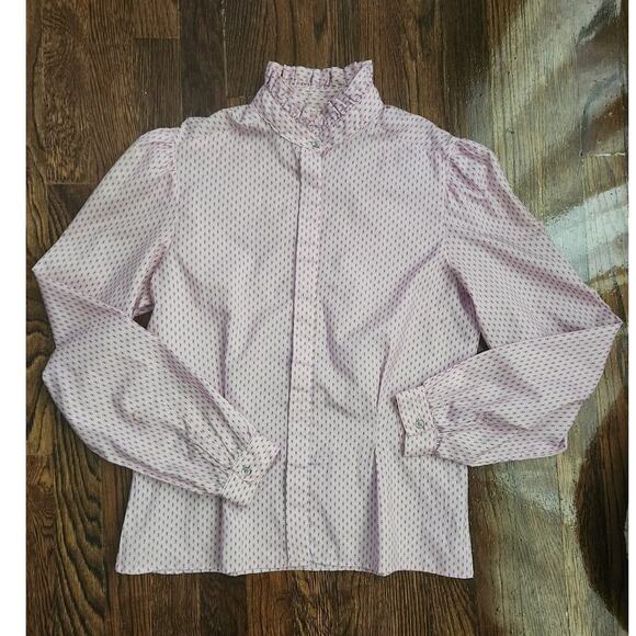 Huk-a-poo Top Juniors Sz 7 small Button Up Ruffled Collar Prairie Style Vintage - Picture 1 of 9